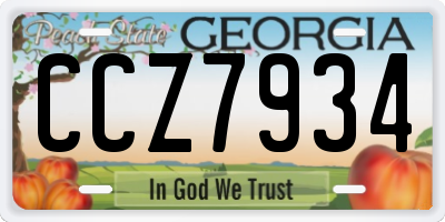 GA license plate CCZ7934