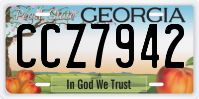 GA license plate CCZ7942