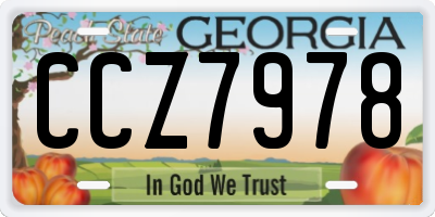 GA license plate CCZ7978