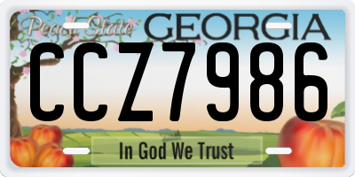 GA license plate CCZ7986