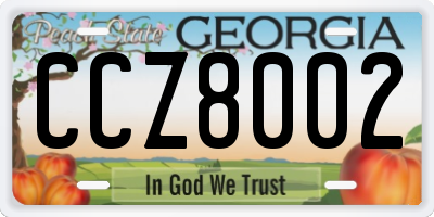 GA license plate CCZ8002