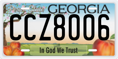 GA license plate CCZ8006