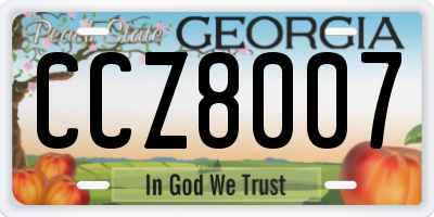GA license plate CCZ8007