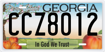 GA license plate CCZ8012