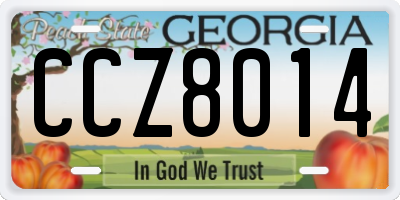 GA license plate CCZ8014