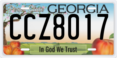 GA license plate CCZ8017