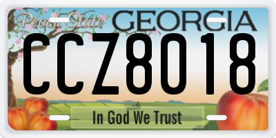 GA license plate CCZ8018