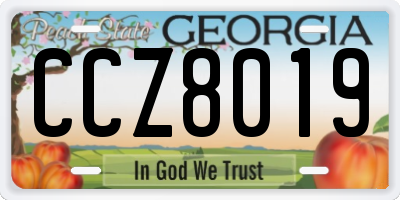 GA license plate CCZ8019