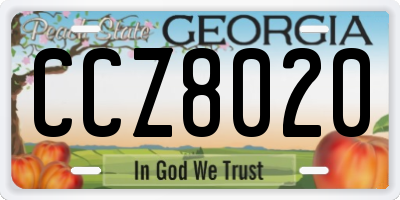 GA license plate CCZ8020