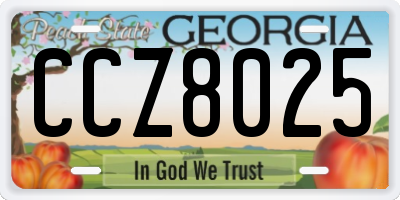 GA license plate CCZ8025
