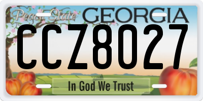 GA license plate CCZ8027