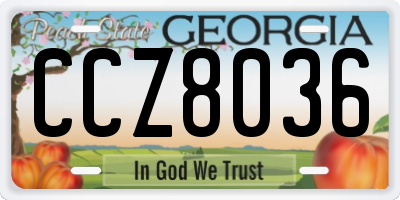 GA license plate CCZ8036