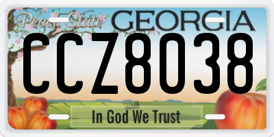 GA license plate CCZ8038