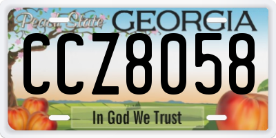 GA license plate CCZ8058