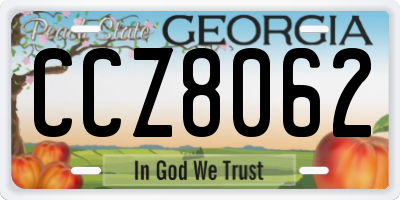 GA license plate CCZ8062