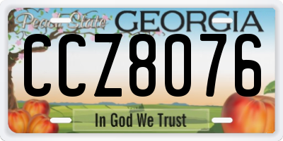 GA license plate CCZ8076