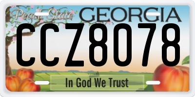 GA license plate CCZ8078