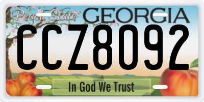 GA license plate CCZ8092
