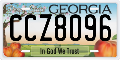 GA license plate CCZ8096