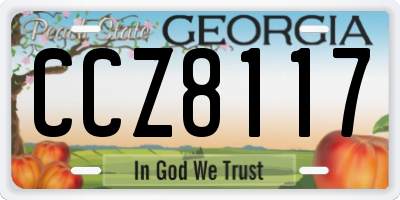 GA license plate CCZ8117