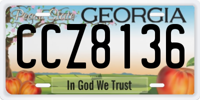 GA license plate CCZ8136