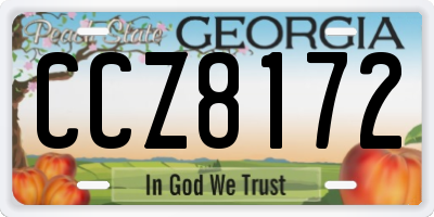 GA license plate CCZ8172