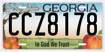 GA license plate CCZ8178