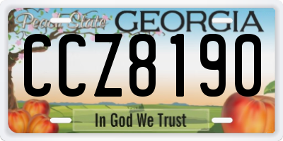 GA license plate CCZ8190
