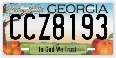 GA license plate CCZ8193