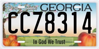 GA license plate CCZ8314