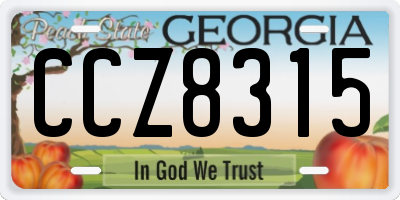 GA license plate CCZ8315