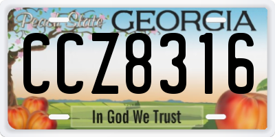 GA license plate CCZ8316