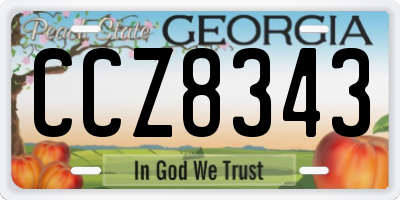 GA license plate CCZ8343