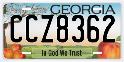 GA license plate CCZ8362