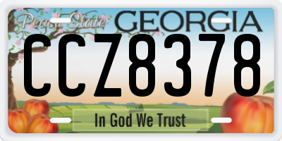 GA license plate CCZ8378