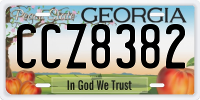 GA license plate CCZ8382