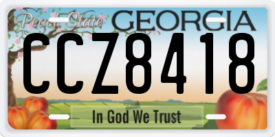 GA license plate CCZ8418
