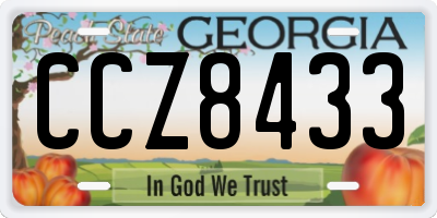 GA license plate CCZ8433