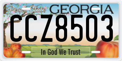 GA license plate CCZ8503
