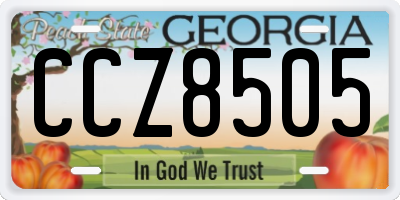 GA license plate CCZ8505