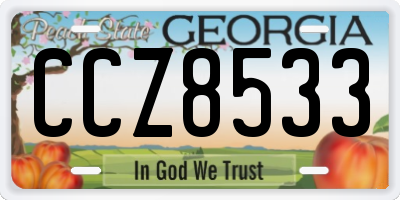 GA license plate CCZ8533