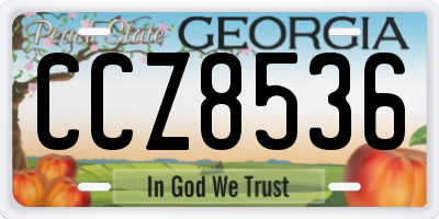 GA license plate CCZ8536