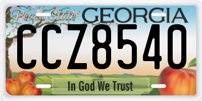 GA license plate CCZ8540