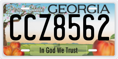 GA license plate CCZ8562