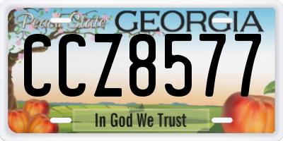 GA license plate CCZ8577
