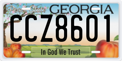 GA license plate CCZ8601