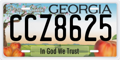 GA license plate CCZ8625