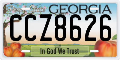 GA license plate CCZ8626