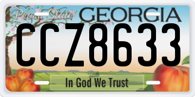 GA license plate CCZ8633