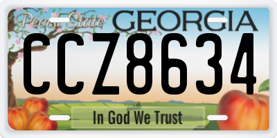 GA license plate CCZ8634